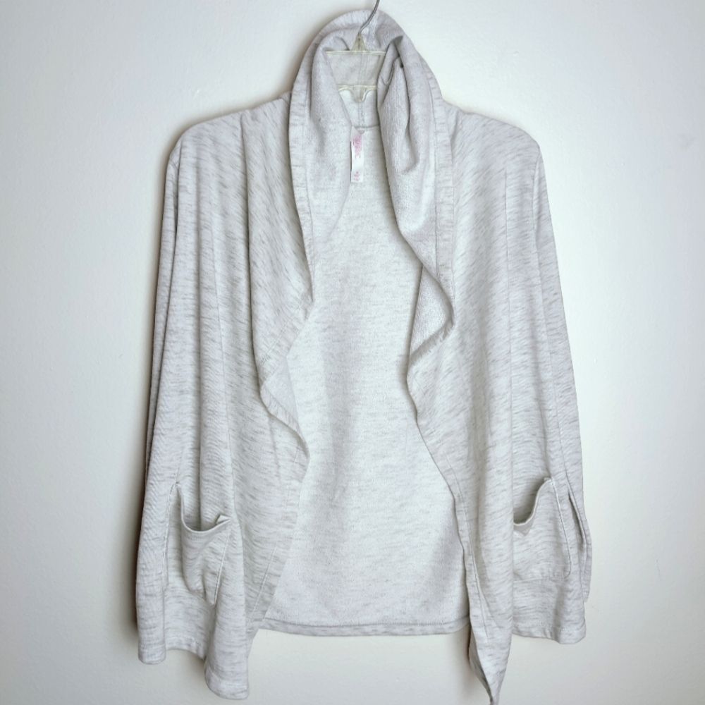 Xhilaration Light Grey Heather Open Hooded Cardigan Jacket Sweatshirt, Sz S